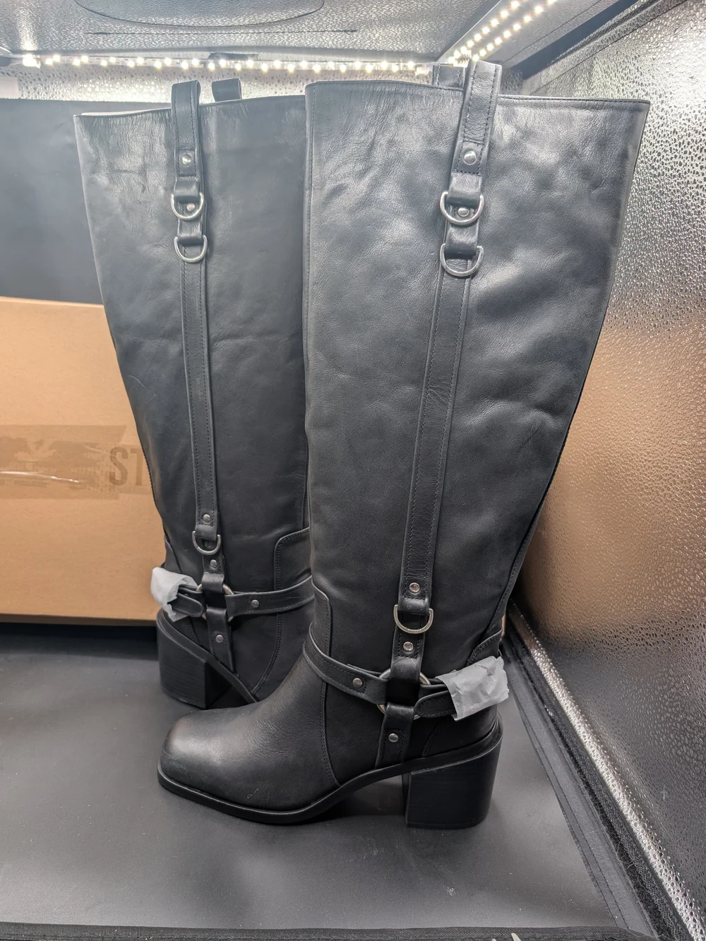 Steve Madden Black Over-The-Knee Harness Boots